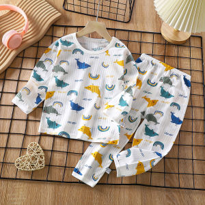 JIFANPAUL | Spring/Summer Childrens Cotton Pajama Set Long Sleeve Thin Sleeve Air Conditioning Clothing