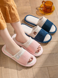 New 2025 Mens Linen Slippers Anti-Slip Indoor Home Four Seasons Universal Couple Soft Bottom Silent Home Cotton Slippers