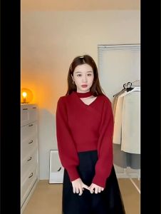 💥[A229] Áo len thun nữ Montoghi dệt kim ĐẮP CHÉO có VÒNG CỔ tay dài hàng Quảng Châu sang trọng - L2M