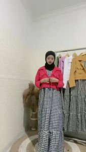 DRESS WANITA DEWASA ARINA KOTAK CRINKLE M L XL