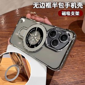 เคสโทรศัพท์ Huawei Honor 400 pro 300 pro 200 pro 100 pro 90 pro แบบใสพ่นไฟฟ้าพร้อมขาตั้งดูดซับแม่เหล็ก ป้องกันการตกหล่น