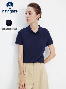 Navigare | Fitted Elastic Short Sleeve Knitted Polo Shirt