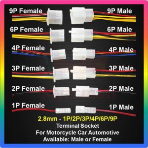 1P/2P/3P/4P/6P/9P 2.8mm Terminal Socket Connector Plug Electrical Wire Motorcycle Car