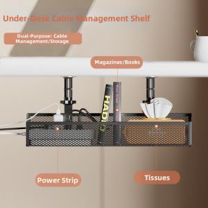 Hanging Cable Organizer Desk Under Shelf Mount Storage Rack