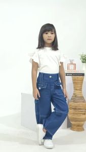 5-17 TAHUN CARGO KULOT JEANS ANAK PEREMPNUAN KOREAN STYLE