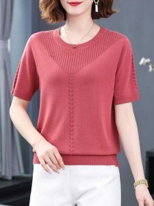 Ice Silk Knitted Top: Stylish Summer Fashion for Moms