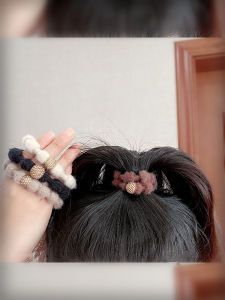 Dây Buộc Tóc Nhung Lông Cừu Mới Dây Buộc Tóc Bằng Cao Su Cho Phụ Nữ Phụ Kiện Tóc Mùa Thu Đông Phong Cách Hàn Quốc Dây Buộc Tóc Lấp Lánh