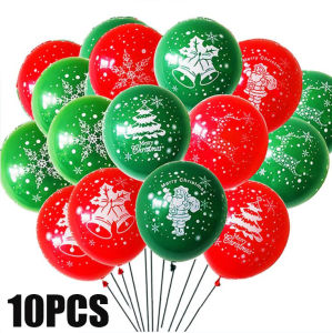 10Pcs Merry Christmas Latex Balloons Santa Claus Snowflakes Christmas Theme Inflatable Balloon Xmas New Year Party Decoration