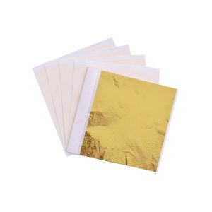 100PCS Kertas Foil Emas Silver Imitasi Emas Silver Gold Foil 16×16cm