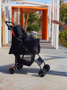 【SG Stock】Pet Stroller Foldable Waterproof Pet Trolley Detachable Dog Trolley Cat Stroller Cat Trolley Cart Pet Stroller Foldable Washable Dog Cat Carrier Universal Wheels Lightweight Outdoor Stroller