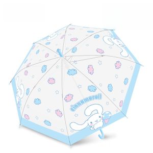 SVORIAHI | ร่มยาวคลุมศีรษะสำหรับเด็ก ร่มพับอัตโนมัติ กันฝนแบบท่อเรียบ พื้นผิวใส ทรง Kuroko ขนาดใหญ่ ทรงเข็มขัดเสริมความแข็งแรง