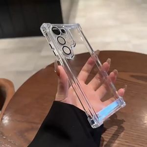 CrashStar With Lens Films Airbag Anti-fall Transparent Acrylic Phone Case For Samsung Galaxy S24 Ultra S24+ S23 FE S23+ S22 Ultra Plus S22+ A16 A15 A25 A35 A34 A55 A54 A53 5G Clear Shockproof Phone Casing Soft Phone Cover Shell