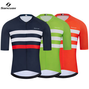 Summer Mens Cycling Jersey SANCUAX Team Cycling Racing Shirts Breathable Short Sleeves Mountain Bike Cycling Sportswear