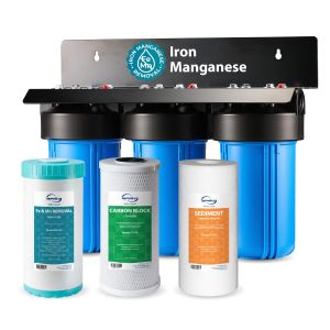 iSpring WGB31BM 3-Stage Whole House Water Filter System Reduces Iron Manganese Chlorine Sediment Taste and Odor 10-Inch 10” x 4.5” Filters 1" Inlet/Outlet 50000 gallons