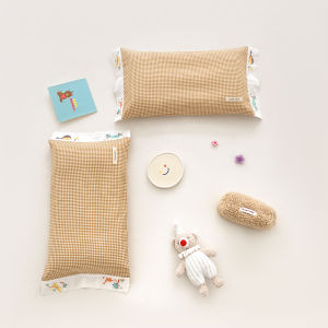 MISU | Embroidered Cartoon Gingham Pillowcase 100% Cotton