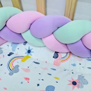 BABY WONDER Elegant Braided Cushion - Bumper Protection and Décor with Soft Stretchable