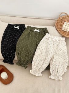 Spring Fashion Polka Dot Cotton Pants for Girls Thin Edge Long Pants New Style Loose Lantern Pants Casual Baby Clothes
