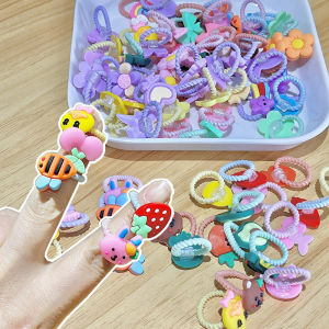 ริบบิ้นผ้าคล้องนิ้วหัวแม่มือขนาดเล็กสำหรับเด็กวัย 0-3 ปี ผ้าคล้องผมลายการ์ตูนสำหรับเด็กผู้หญิง ไม่ทำลายผม ริบบิ้นผ้าคล้องผมแบบลำลอง