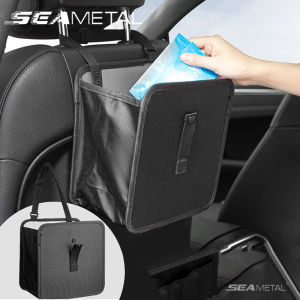 SEAMETAL Foldable Car Storage Trash Can Hanging Large Capacity Car Dustbin Waterproof Trash Can Sundries Sorting Storage Bag