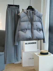 Shalldoer | Puffy Hooded Loose Sleeveless Short Cotton Vest Coat for Women
