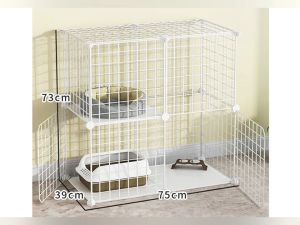 WInky Wink DIY กรงแมว 2 ชั้น บ้านสัตว์เลี้ยง ประกอบง่าย มีบันได 2 สี อุปกรณ์สัตว์เลี้ยง