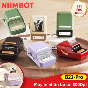 Máy In Nhãn Nhiệt Mini NiiMbot B21 PRO 300dpi Kết Nối Bluetooth Không Dây Tạo Nhãn Mã Vạch In Ảnh Dán Dùng Cho Gia Đình