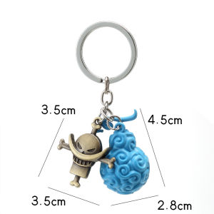 One Piece | One Piece cartoon anime Devil Fruit keychain Luffy Gum-Gum Fruit and Ace Flame-Flame Fruit keychain pendant two-piece set