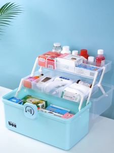 Trove Transparan Kotak Obat Portable Plastic Medicine Box First-Aid-Box Multifungsi Peti Obat