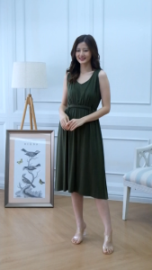 เดอร์ส Muko Little Brownie หลักซึ่ง เดรส ปังฐาน ยาว 42 วันนี้เปิดให้นม ยกตัวเริ่มต้นกับคลุมท้อง DR07