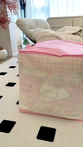 Danko กระเป๋าเก็บเสื้อผ้า ถุงเก็บของ กระเป๋าเก็บของ มีซิป กันน้ำและกันฝุ่น 150L ถุงเก็บผ้านวม ลายดอกไม้น่ารัก จุของได้เยอะ