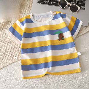 Áo Thun Trẻ Em Tay Ngắn Cotton Pha Sợi Polyester Mùa Hè Mỏng in Họa Tiết Hoạt Hình Cho Bé Trai Và Bé Gái