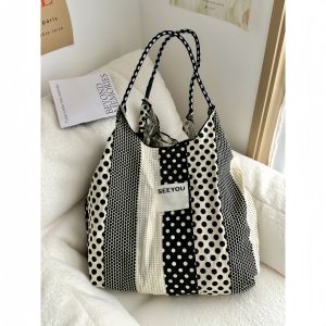 2024 New Womens Large Capacity Canvas Shoulder Bag Casual Commuter Tote Bag Lazy Loose Feeling Autumn Winter Handbag