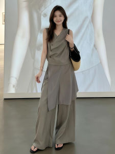 LIRENQING | Fashionable Sleeveless Grey Summer Set