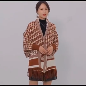 Áo khoác choàng nữ len cashmere phong cách sang trọng thanh lịch