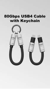 Hagibis Short USB4 Cable Portable Keychain C to C Cable Lanyard Type-C Cable 240W 80Gbps for Thunderbolt 4/5 iPhone 17 Pro SSD
