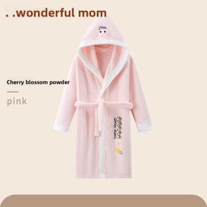 YINGXIAOYA | Absorbent Quick-Dry Winter Thickening Childrens Robe Cartoon Towel Material Color Clash