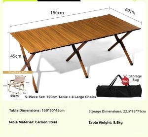 LINSI | Portable Carbon Steel Folding Table Set for Camping Picnic