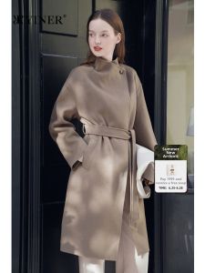 YINER | French Convertible Collar Wool Blend Double-faced Coat