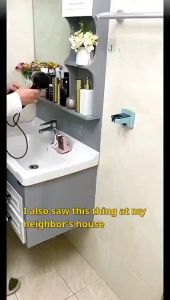 Hair Dryer Holder Bathroom Punch-Free Adhesive Hair Blower Stand Rack With Hanger Multifunctional Home Hotel Storage