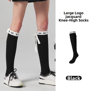Imported Knee-Length Large Logo Jacquard Long Socks