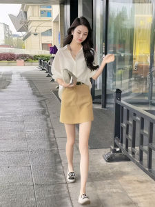 Bộ Đồ Hai Mảnh Màu Trắng Quần Ngắn Phong Cách Công Sở Thường Ngày Thời Trang Cho Nữ Bộ Đồ Hai Mảnh Mùa Hè 2024 Polyester