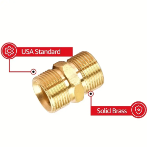 Pressure Washer Hose Coupler M22-14mm Male To M22-14mm Male Solid Brass 5000 PSI Pressure Washer Hose Extension Adapter Fitting