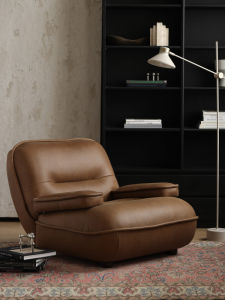 Nordic as Design Expression Beetle Genuine Leather Cloth Artistic Style Sofa Chair Middle Age Single Person Couch Lazy Chair