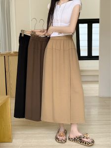 plus Size Casual Trousers High Waist Wide Leg Pants for Women with Slit Fashionable Loose Fit Autumn Wear for plus Size Women