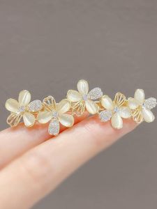 High-End Hair Clips Spring Clamp Water Diamond Half Updo Hairpins Women Back of Head Horizontal Clip Top Clip Hair Accessories
