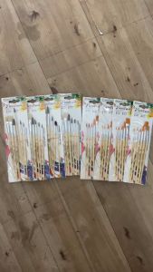 Bộ 6 cọ vẽ màu nước màu acrylic gouache... lông ngựa/ vàng giorgione