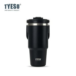 TYESO | TYESO Double-layer Thermos Cup Stainless Steel Vacuum Flasks with Carry Handle Leak-proof Dual-Drink Coffee Mug Car-mounted Cups