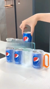 Clear Multi-Tier Can Organizer for Refrigerator - Plastic Soda Can Storage Rack Space-Saving Cabinet Shelf