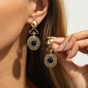 Ingemark | Ingemark Elegant Luxury Geometry Acrylic Drop Earrings Women Creative Metal Round Pierced Earrings 2026 New Year Jewelry Gifts