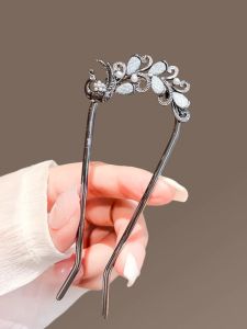 Cristal Peacock U-Shaped Hairpin Nữ Mẫu Mới Đơn Giản Cổ Điển Hai Chấu Đồ Dụng Làm Đẹp Đầu Thanh Lịch Cho Nữ